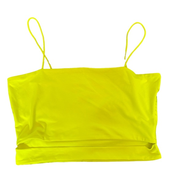 *BUNDLE 3 FOR $15* NWOT SHEIN Neon Yellow Cutout Cropped Cami Top - Picture 4 of 4
